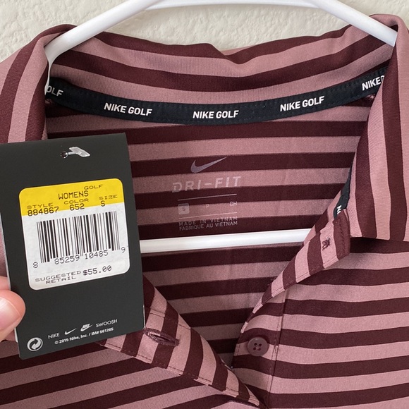 Maroon Striped Nike Womens Golf Tshirt - Picture 2 of 5